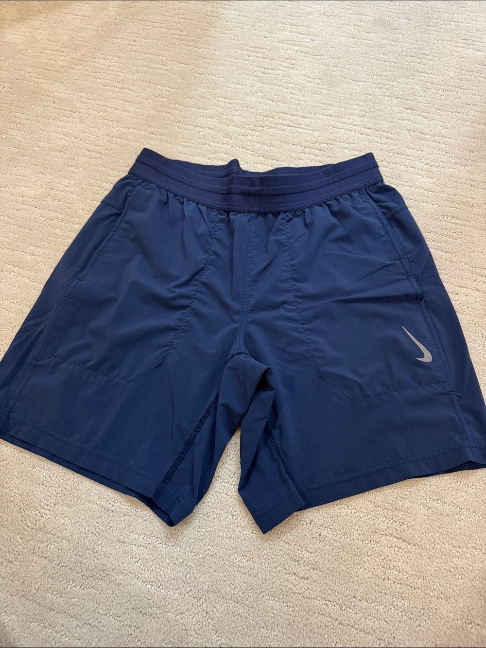 Nike Men's Navy Athletic Shorts with Reflective Swoosh 7” Inseam